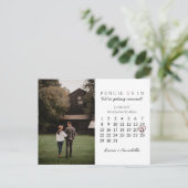 Save the Date Kalender Rose Herzstück Jan 2023 Mon Postkarte (Stehend Vorderseite)