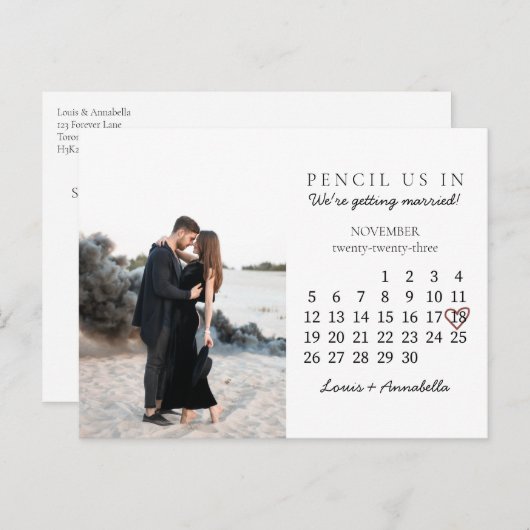 Save the Date Kalender Rose November 2023 Postkarte (Vorne/Hinten)