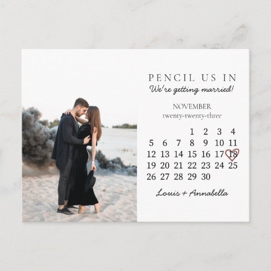 Save the Date Kalender Rose November 2023 Postkarte (Vorderseite)