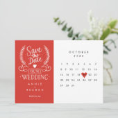 Save the Date Kalender Rote Liebe Herz (Stehend Vorderseite)