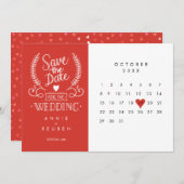 Save the Date Kalender Rote Liebe Herz Einladung (Vorne/Hinten)