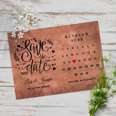 Save the Date Kalender Rote Liebe Herz Rustikales  Postkarte