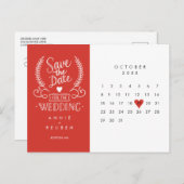 Save the Date Kalender Rote Liebe Herzkarte Ankündigungspostkarte (Vorne/Hinten)