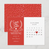 Save the Date Kalender Rote Liebe Herzkarte Postkarte (Vorne/Hinten)