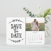 Save the Date Kalender Rustikal Gezeichnet Karte (Stehend Vorderseite)
