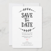 Save the Date Kalender Rustikal Gezeichnet Karte (Rückseite)