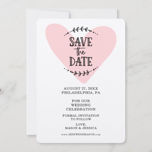 Save the Date Kalender Rustikal Gezeichnet Kraft-K (Rückseite)