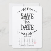 Save the Date Kalender Rustikal Gezeichnet Kraft-K (Vorderseite)