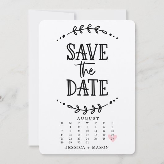 Save the Date Kalender Rustikal Gezeichnet Kraft-K (Vorderseite)