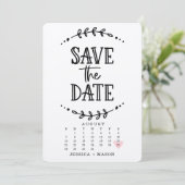 Save the Date Kalender Rustikal Gezeichnet Kraft-K (Stehend Vorderseite)
