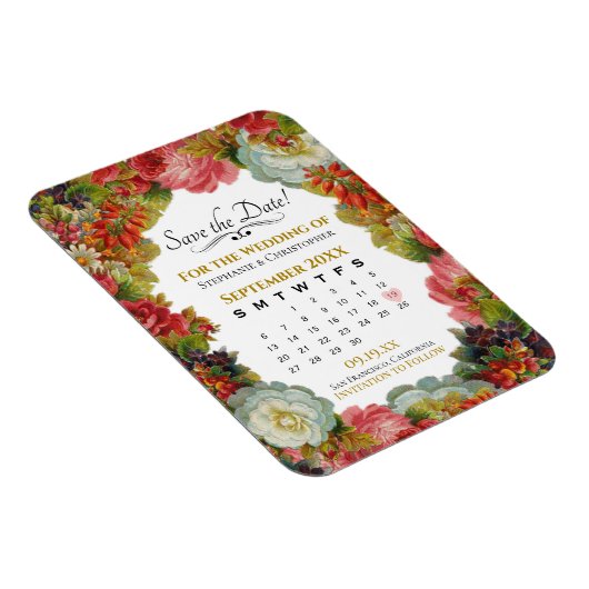 Save the Date Kalender Rustikale Herbstblumenhochz Magnet (Rechte Seite)