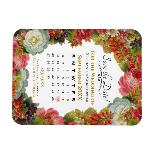 Save the Date Kalender Rustikale Herbstblumenhochz Magnet (Horizontal)
