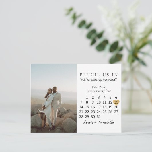 Save the Date Kalenderherz Januar 2024 Monat Postkarte (Stehend Vorderseite)