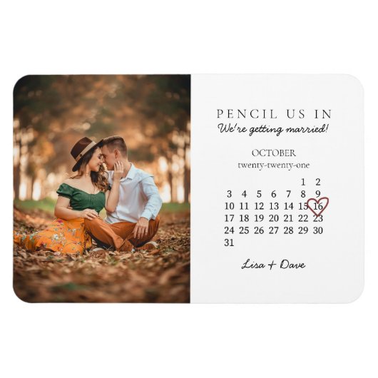 Save the Date Kalendermonat Hochzeitsankündigung Magnet (Horizontal)