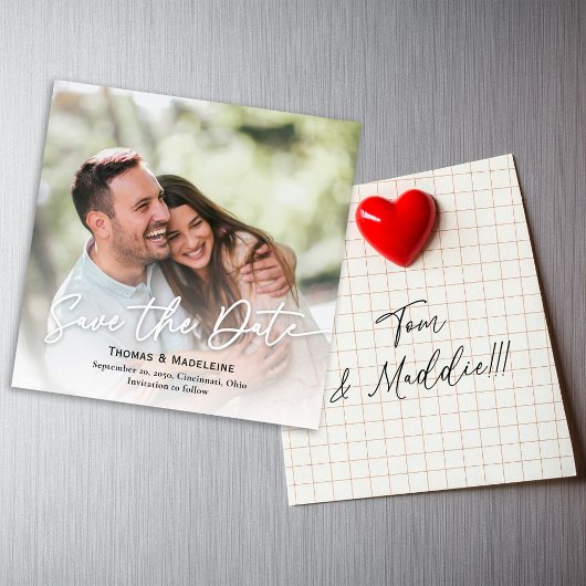 Save the Date Kalligrafie Script Foto Magnetic Magnetkarte