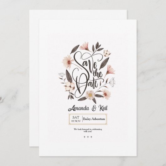 Save the Date Kalligraphieankündigung (Vorne/Hinten)