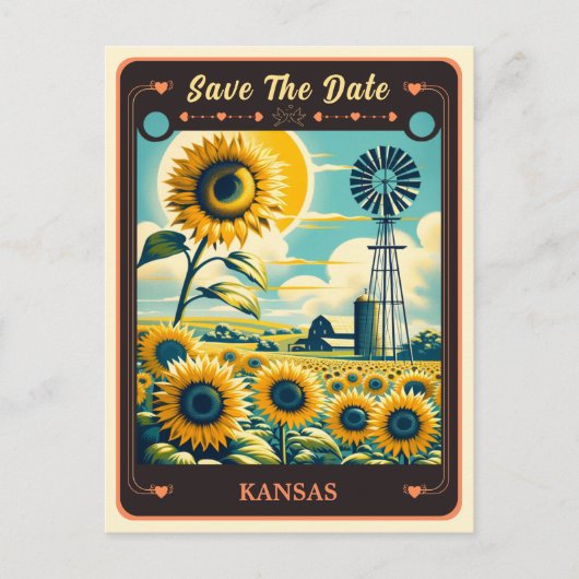 Save The Date | Kansas Einladung Postkarte (Vorderseite)