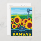 Save The Date | Kansas Einladungspostkarte (Vorne/Hinten)