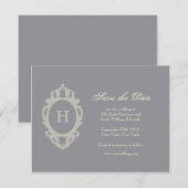 Save the Date // Karkohle & Creme Monogramm (Vorne/Hinten)
