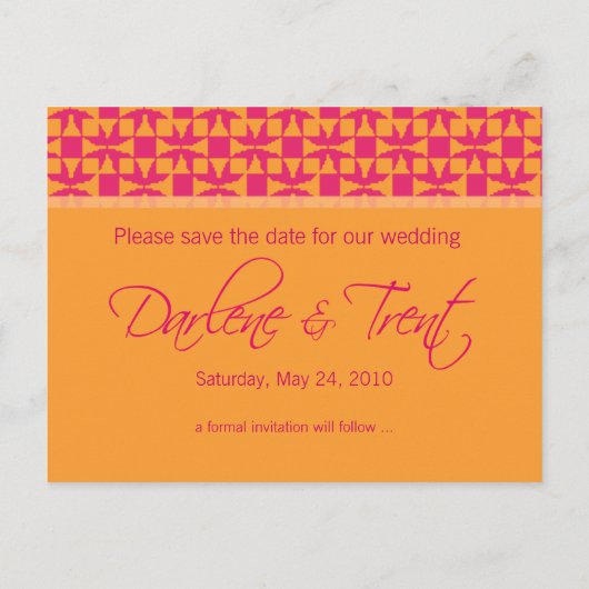 Save the Date Karte (Birini: Kürbis/Hot-Rosa) (Rückseite)