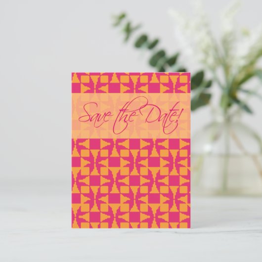 Save the Date Karte (Birini: Kürbis/Hot-Rosa) (Stehend Vorderseite)