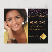 Save the Date Karte der Black lila Graduation Part (Vorderseite)