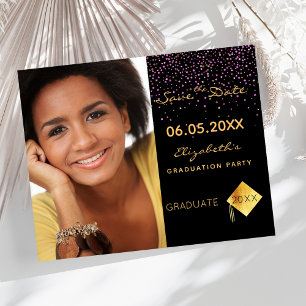 Save the Date Karte der Black lila Graduation Part