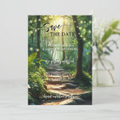 Save the Date Karte der verzauberten Waldzeichenle (Stehend Vorderseite)