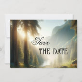 Save the Date Karte des verzauberten Waldgebirges (Vorderseite)