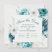 Save the Date-Karte für aquamarine und Off-White-W Date (Vorderseite)