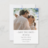 Save the Date-Karte für das blaue und weiße Hydran Save The Date (Vorderseite)