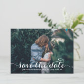 Save the Date Karte für das Foto "White Calligraph (Stehend Vorderseite)