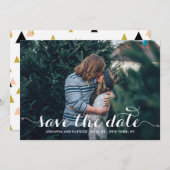 Save the Date Karte für das Foto "White Calligraph (Vorne/Hinten)