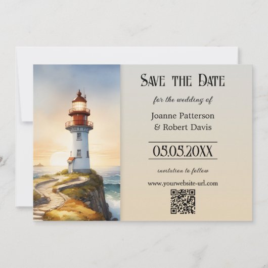 Save the Date Karte für das Leuchtturm (Rückseite)