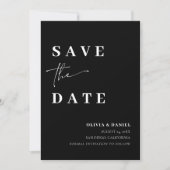 Save the Date Karte für das Schwarze Minimalistisc (Vorderseite)