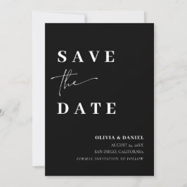 Save the Date Karte für das Schwarze Minimalistisc