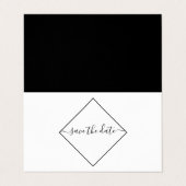 Save the Date-Karte für das Schwarzweiß-Diamant-Fo Visitenkarten (Außenseite Aufgefaltet)