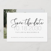 Save the Date Karte für das Schwarzweißkalligrafie (Vorne/Hinten)