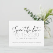 Save the Date Karte für das Schwarzweißkalligrafie (Stehend Vorderseite)