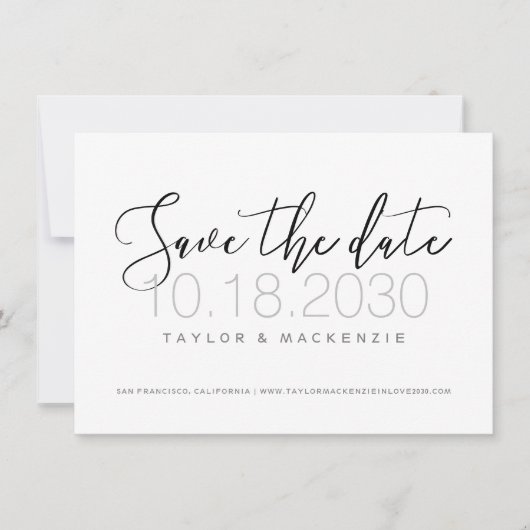 Save the Date Karte für das Schwarzweißkalligrafie (Vorderseite)