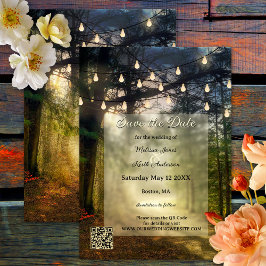 Save the Date Karte für den verzauberten Wald QR-C