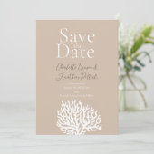 Save the Date Karte für die Minimalistische Korall (Stehend Vorderseite)