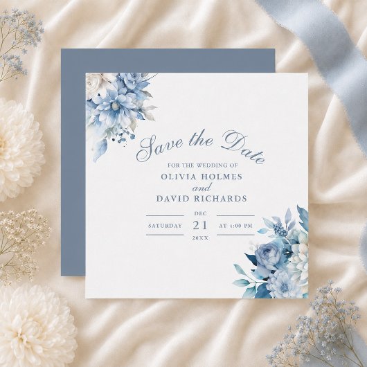 Save the Date-Karte für dunkelblaue und weiße Wild Date