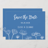 Save the Date-Karte für dunkelblaue und weiße Wild Einladung (Vorne/Hinten)