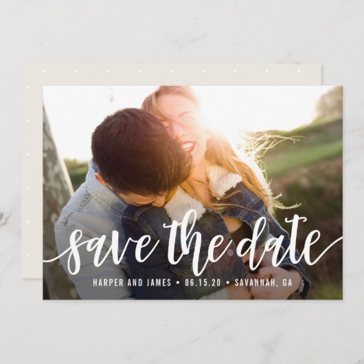 Save the Date-Karte für Funky Script Dankeskarte (Vorne/Hinten)