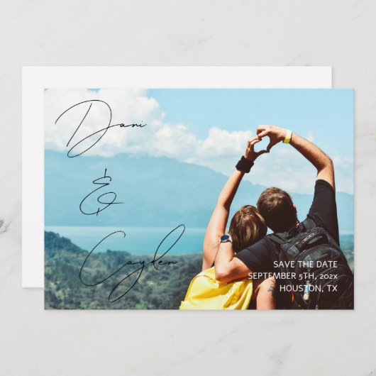 Save the Date-Karte für lässig-Chic-Handschrift Einladung (Vorne/Hinten)