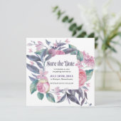 Save the Date-Karte für lila rosa Foto Save The Date (Stehend Vorderseite)