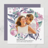 Save the Date-Karte für lila rosa Foto Save The Date (Vorne/Hinten)