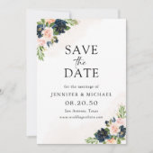 Save the Date-Karte für Navy & Blush Pink Date (Vorderseite)