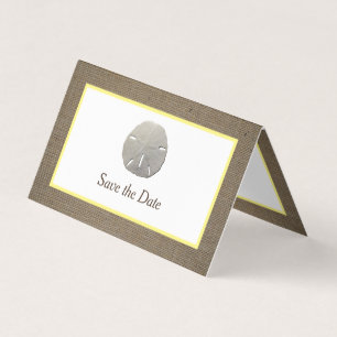 Save the Date-Karte für Sand-Dollar und Burlap-Fot Visitenkarten